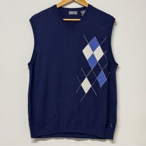 Izod Golf Navy Blue Vest Argyle V Neck Sweater Vest Top